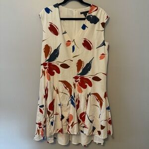 Maggy London Linen Blend Abstract Floral Mini Dress